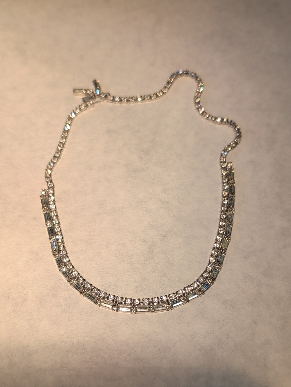 Silvertone Crystal Tennis Style Choker